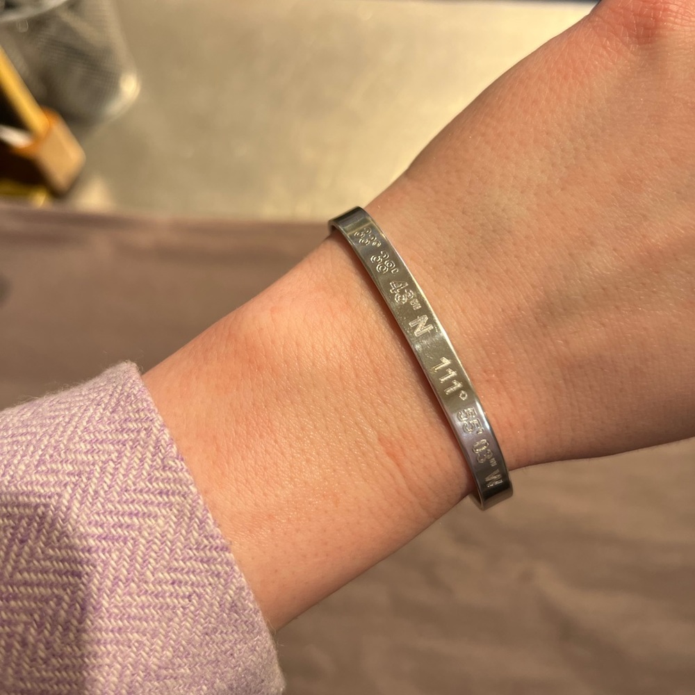 Lat & Lo Silver Sterling Silver Cuff Bracelet - Scottsdale, Arizona Coordinates